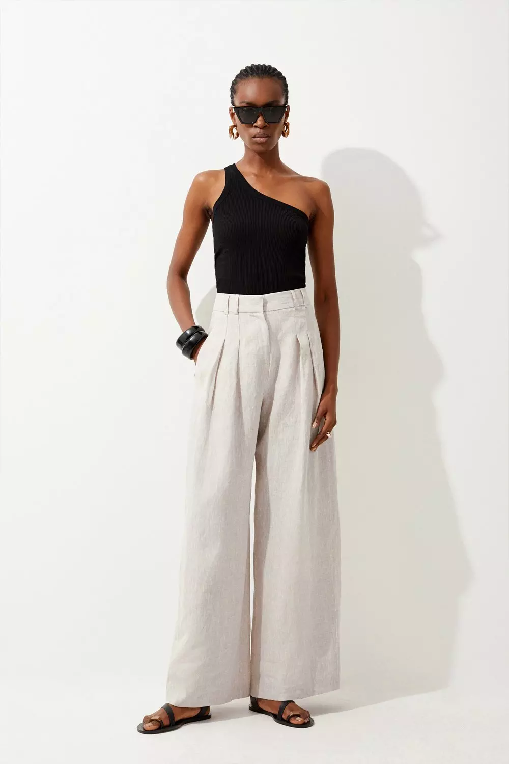 High waisted linen store trousers